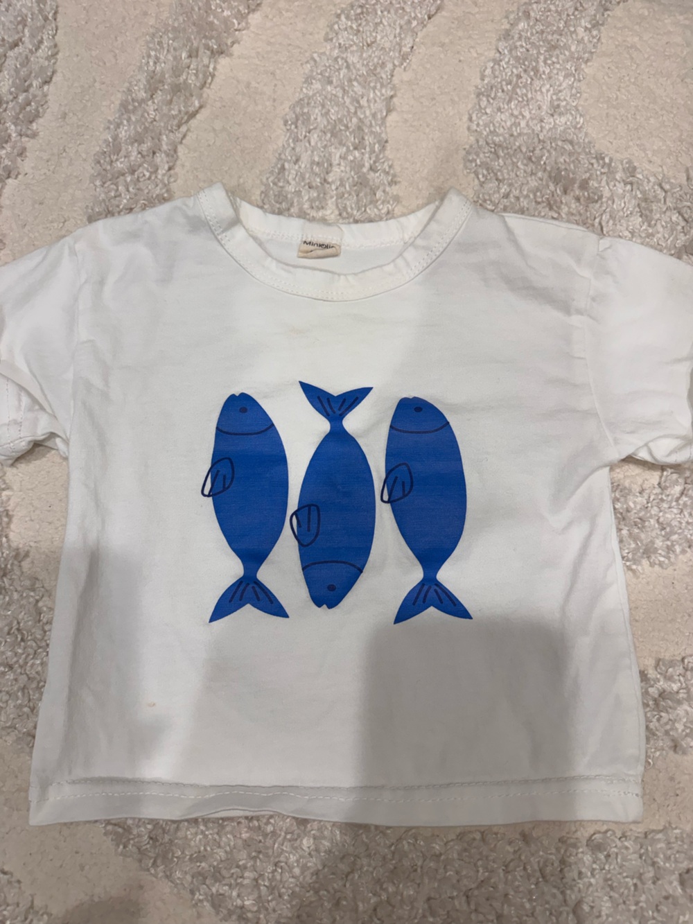 Kids White Tee with Blue Fish Graphic